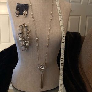 WHBM Set of 3 Gold, Pearl and Neutral Stone